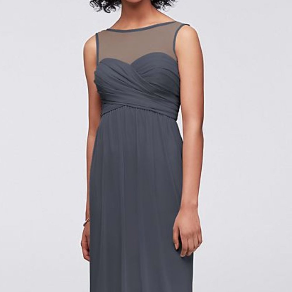 David's Bridal Bridesmaid Dress F15927 Pewter